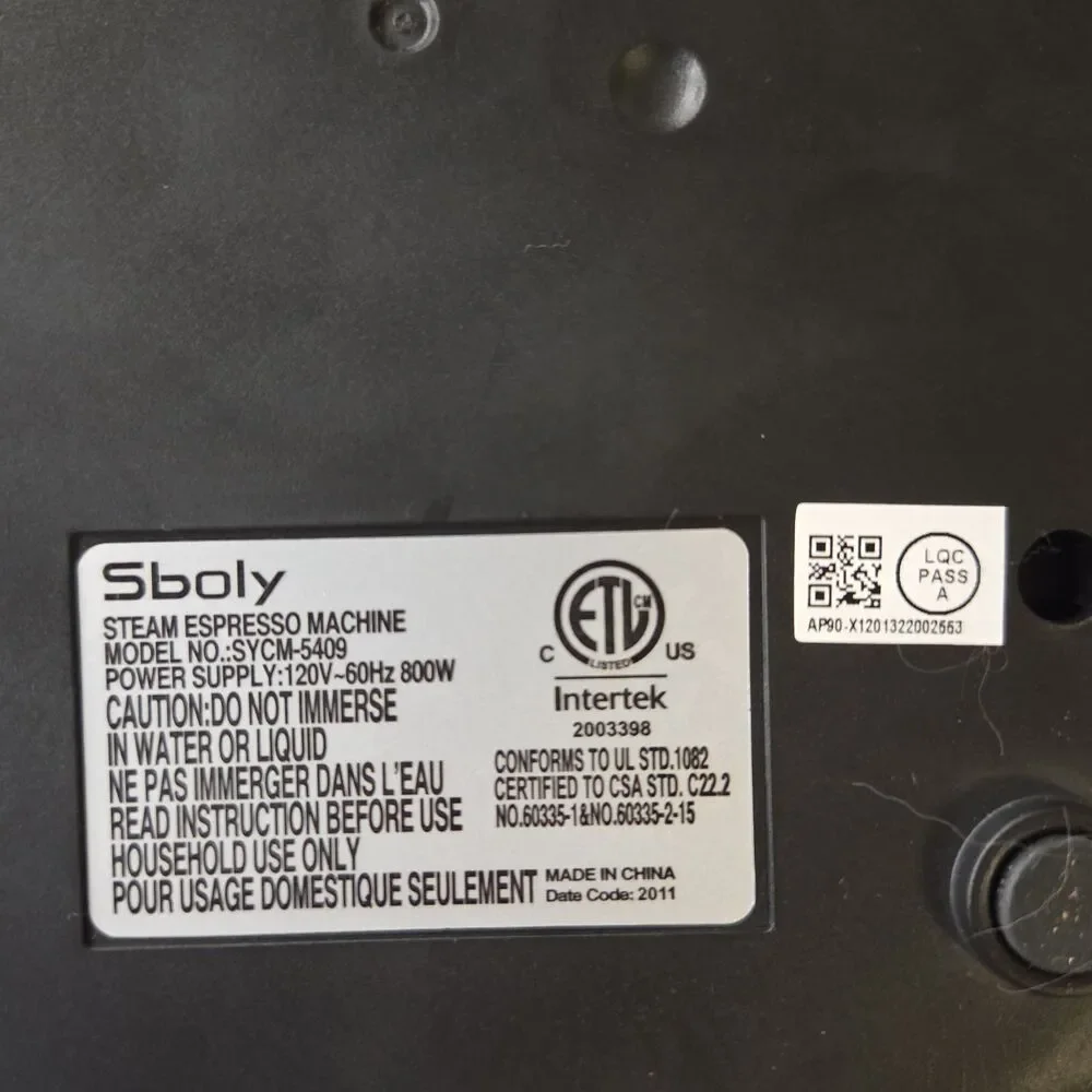 Sboly Black Espresso Machine for Ground Coffee 4-Cup Steam Wand Analog